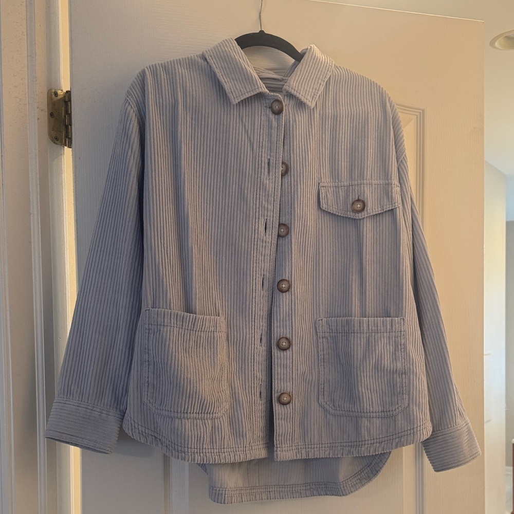 American Eagle Outfitters Light Blue Corduroy Button-Up Jacket